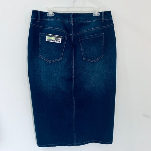d.jeans 14W Denim Midi Stretch Skirt Navy Blue Jeans Knee Length - Picture 7 of 10